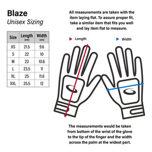 Blaze gloves sizing chart