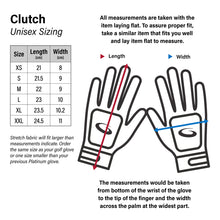 Load image into Gallery viewer, Goldline Clutch Gloves sizing chart