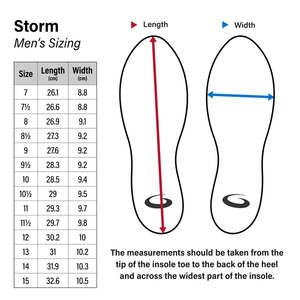 Men's Goldline Storm Size Chart