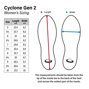 cyclone gen 2 size chart