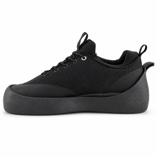 Load image into Gallery viewer, Black curling shoe with gripper attached with white sole on a white background