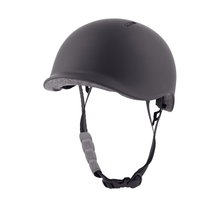Load image into Gallery viewer, Black helmet with a gray strap on a white background