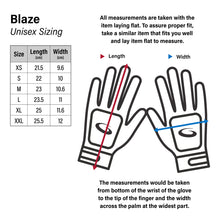 Load image into Gallery viewer, Blaze gloves sizing chart
