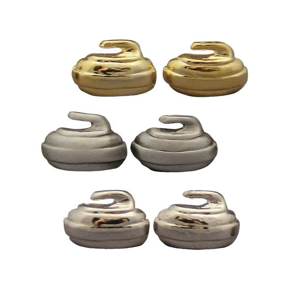 Curling rock stud earrings