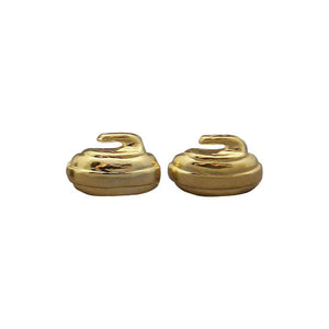 Gold Curling rock stud earrings